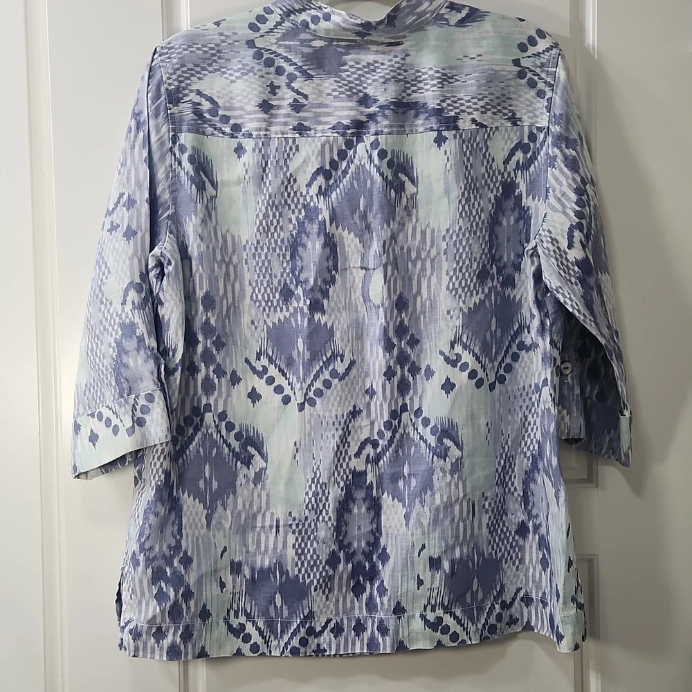 Ruby Rd. Linen Button Down Tunic Medium Blue - Picture 6 of 7